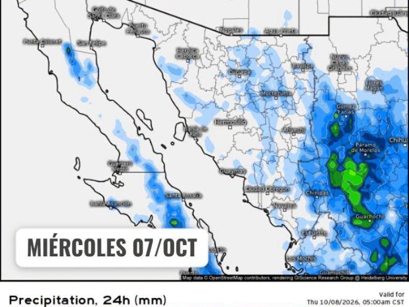 Guaymas con temperatura máxima de 36°C