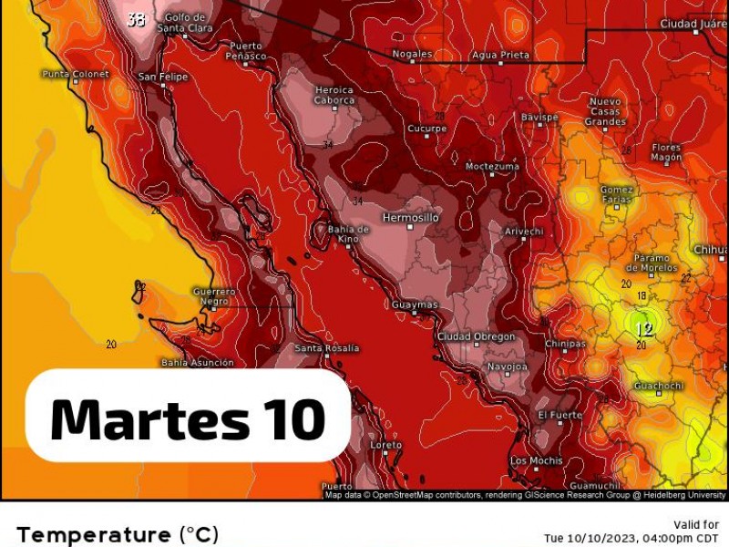 Guaymas con temperaturas máximas de 32°C