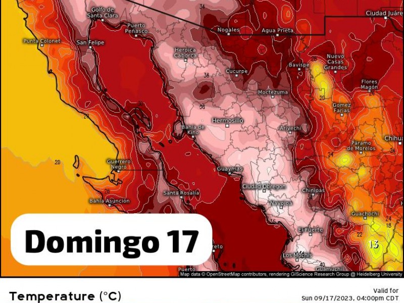 Guaymas máximas de 38 grados para este domingo