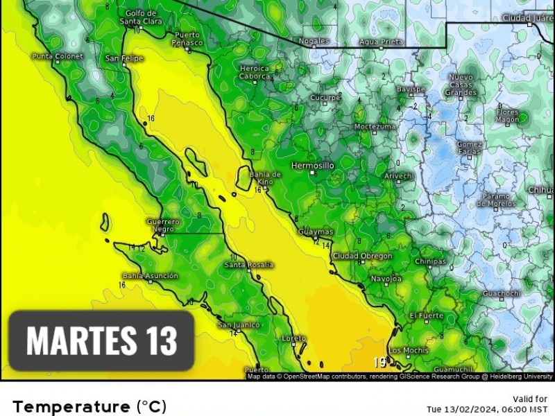 Guaymas mínima de 10°C, cúbrase el frio continúa