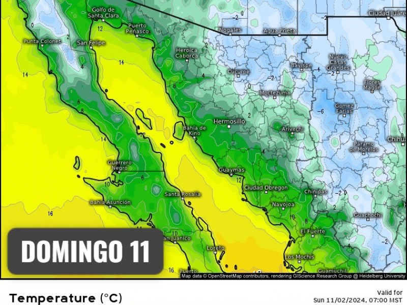 Guaymas tendrá máximas de 22 grados hoy