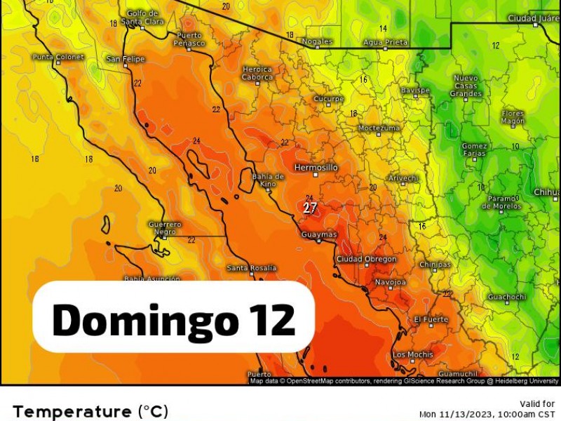 Guaymas tendrá máximas de 27 grados