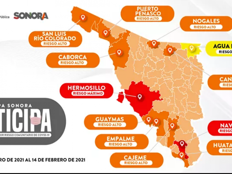 Guaymas y Empalme regresan a semáforo naranja en Anticipa Sonora