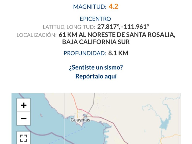 Guaymenses perciben  sismo