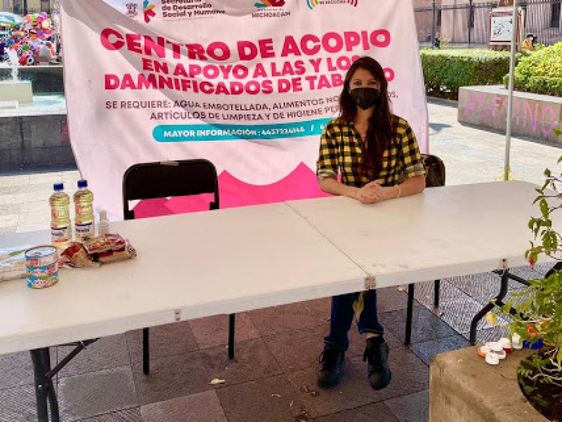 Habilitan centro de acopio en Morelia para apoyo a tabasqueños