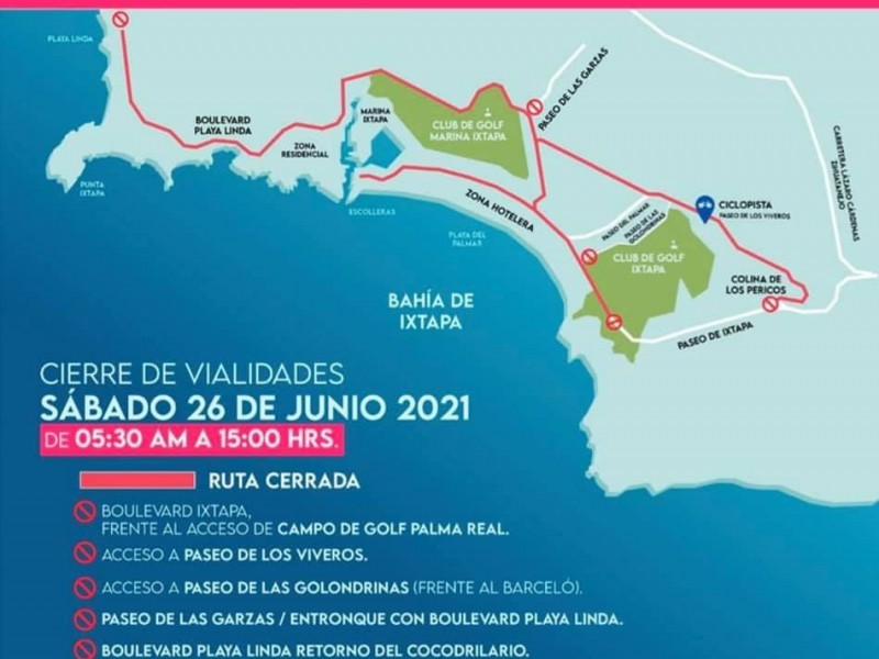 Habrá cierre de vialidades en Ixtapa durante tres días