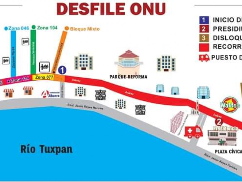 Habrá cierre vial en Tuxpan por desfile de la ONU