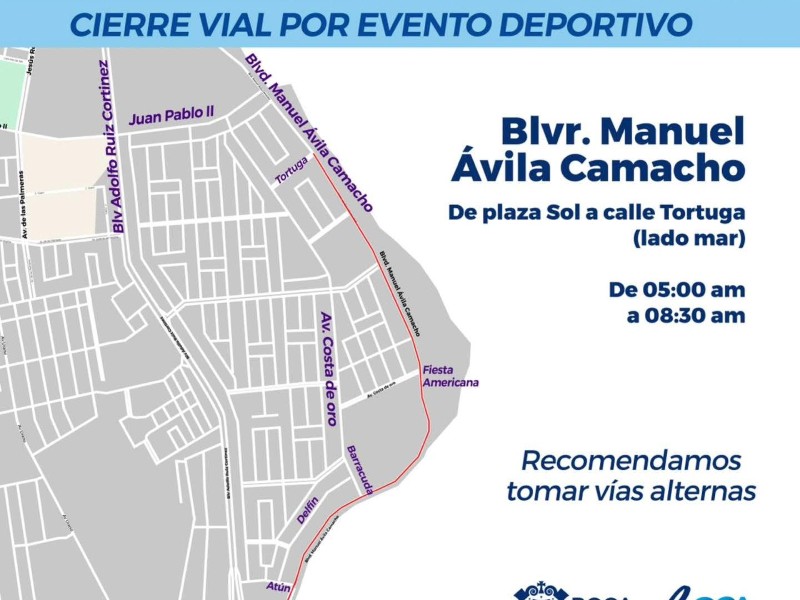 Habra cierre vial por evento deportivo en Boca del Río