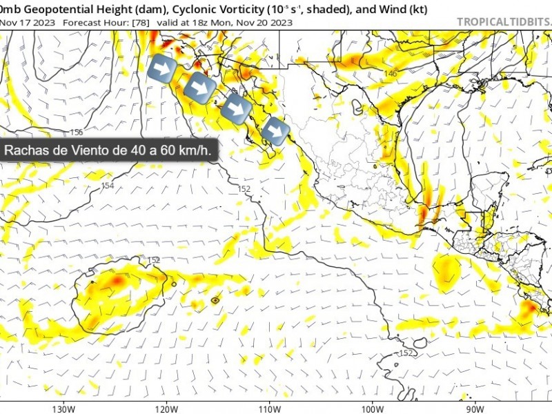 Habrá incremento en rachas de vientos en Sonora