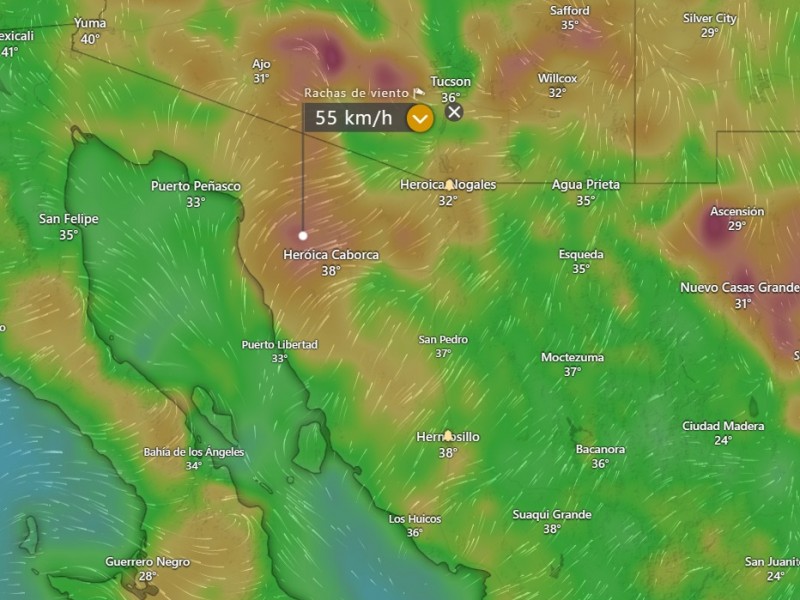 Habrá ráfagas de vientos de 55 km/h en Caborca