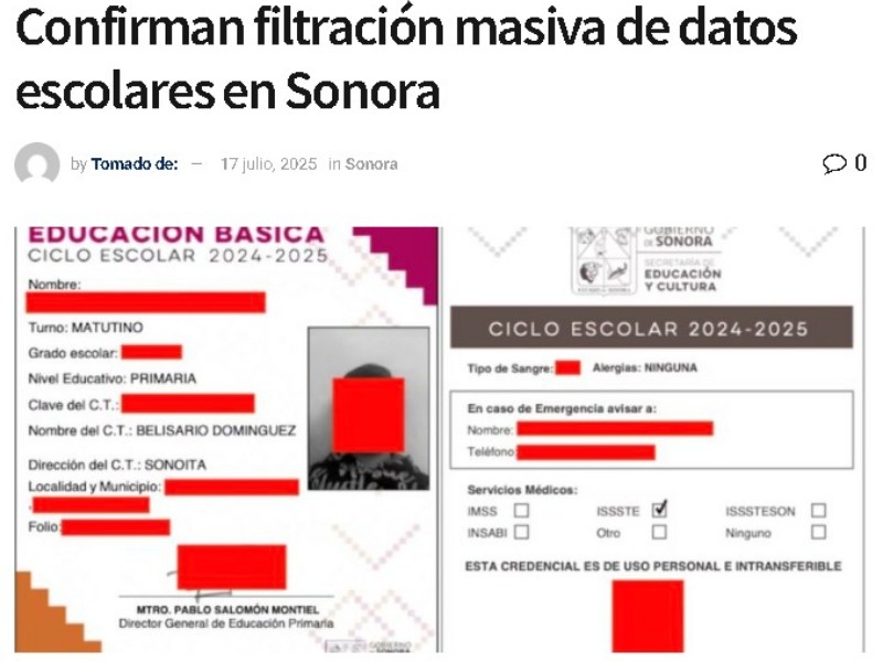 Hacker expone datos médicos y escolares de niños sonorenses