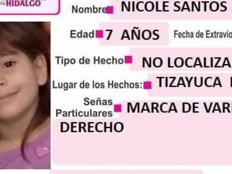 Hallan muerta a Nicole, niña desaparecida en Tizayuca, Hidalgo