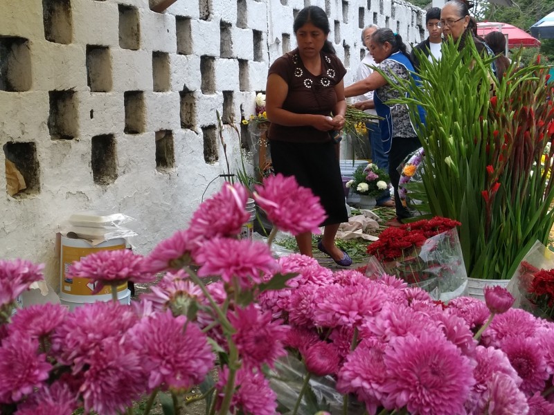 Reportan bajas ventas de flores en panteones