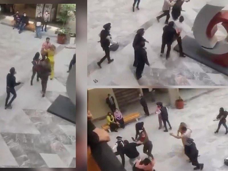 ¡Hay tiro!, familia pelea a golpes en Juzgados de Toluca