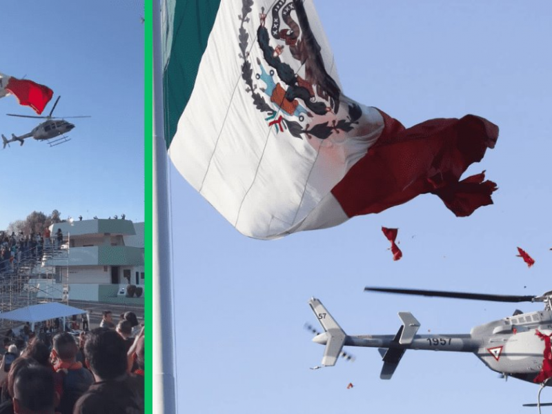 Helicóptero daña la Bandera monumental en el Campo Militar 1