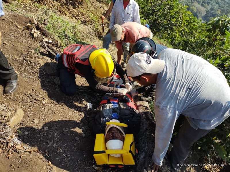 Velador cae a barranca en Coatepec