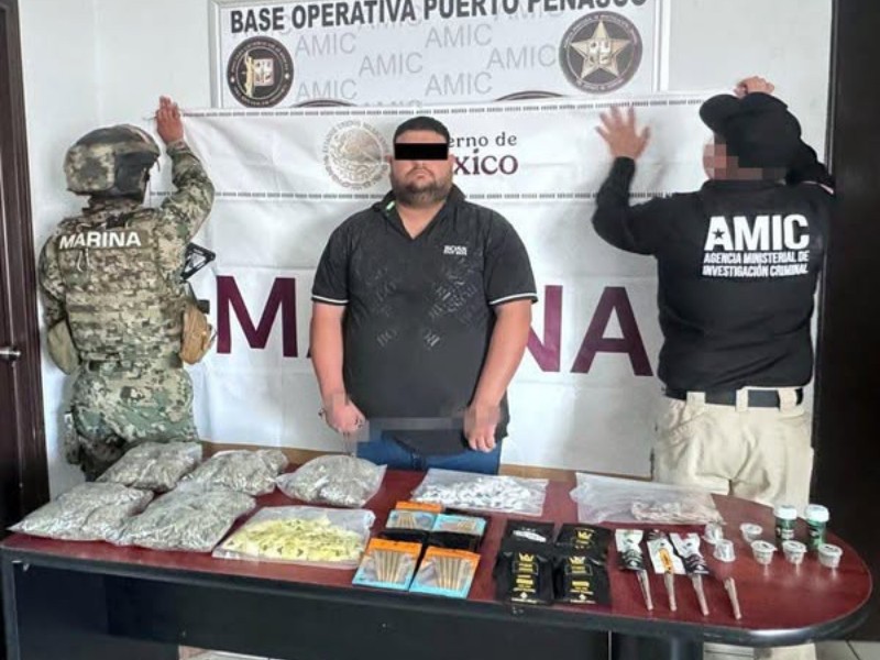 Hombre detenido con droga y auto robado en Puerto Peñasco