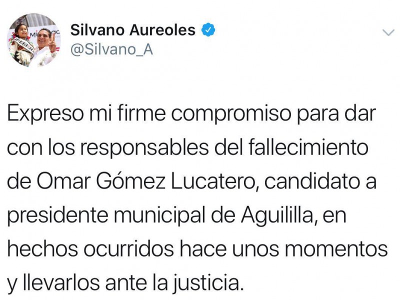 Homicidio de candidato no quedará impune: Silvano