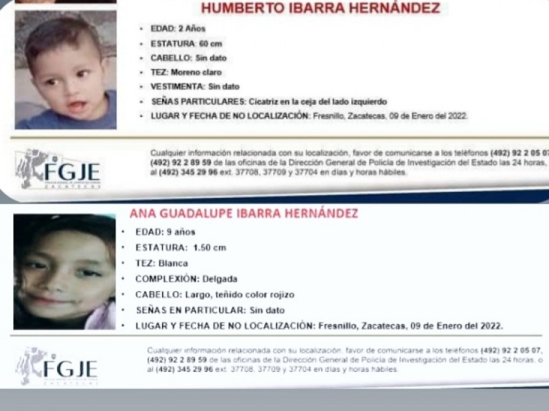 Humberto de 2 años y Ana de 9, permanecen desaparecidos
