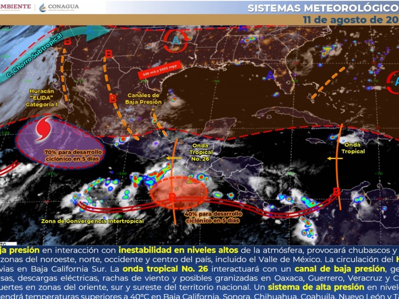 Huracán Elida dejará lluvias para Sinaloa
