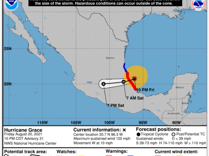 Huracán Grace se fortalece a categoría 3