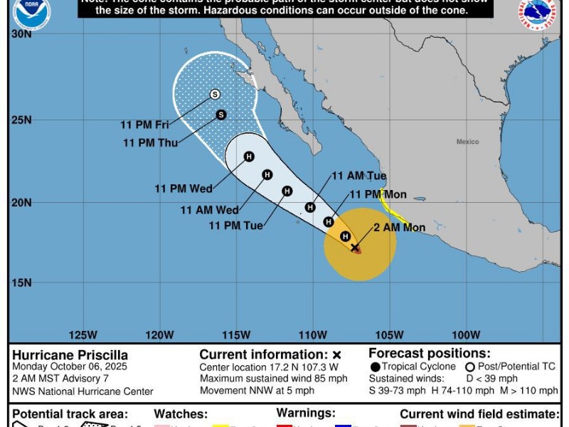 Huracán “Priscilla” podría traer lluvias a Sonora el fin de semana