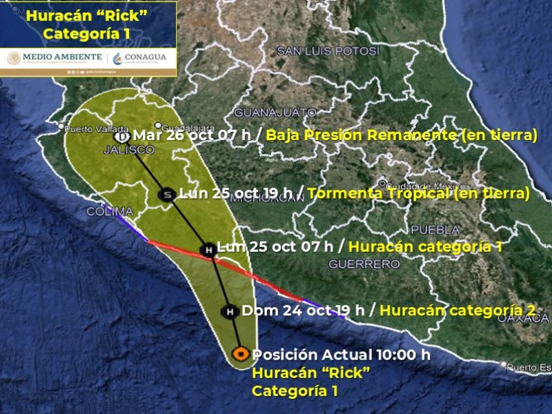 Huracán Rick podría evolucionar a categoría II este domingo