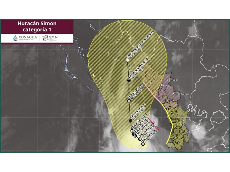 Huracán Simón se encamina al norte de Sinaloa como sistema postropical