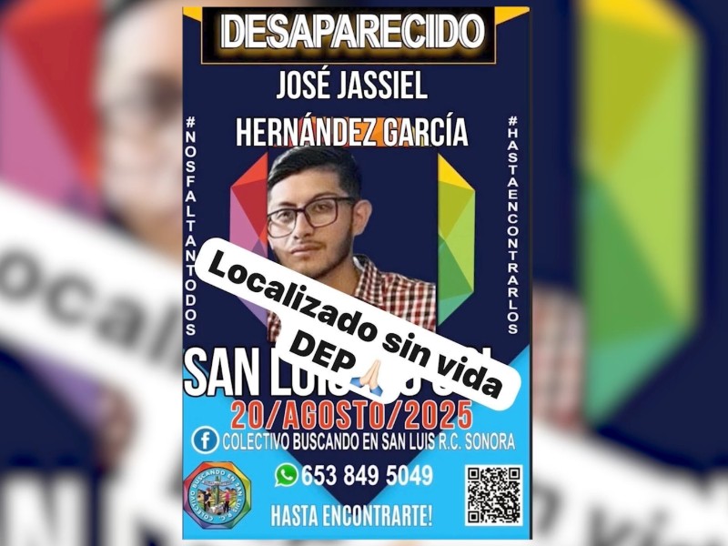 Identifican cuerpo de joven desaparecido con prueba de ADN
