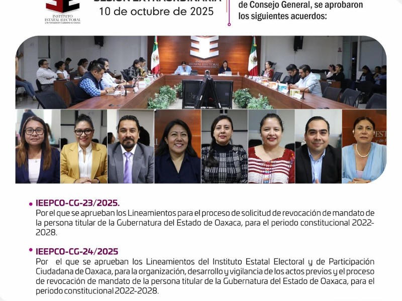 IEEPCO aprueba formatos y lineamientos para la Revocación de Mandato en Oaxaca