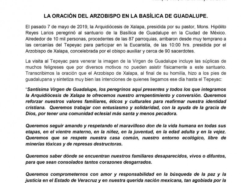 Iglesia pide justicia y paz para Veracruz