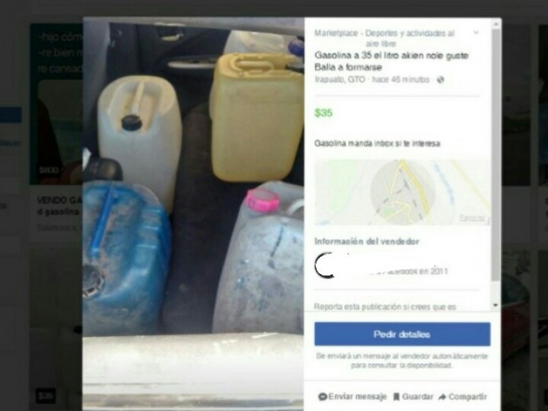 Venden gasolina por internet a más del doble