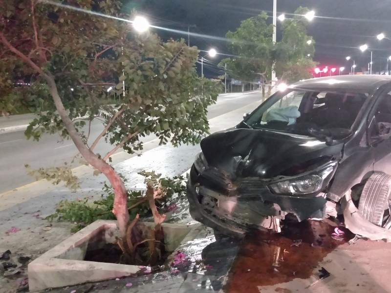 Impacta su unidad en camellón de Paseo Querétaro