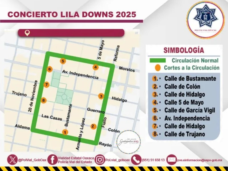 Implementan operativo vial por concierto de Lila Downs en Oaxaca