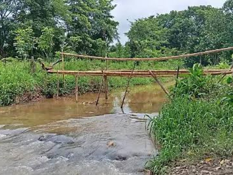 Improvisan puentes en Huixtla por afectaciones por lluvias