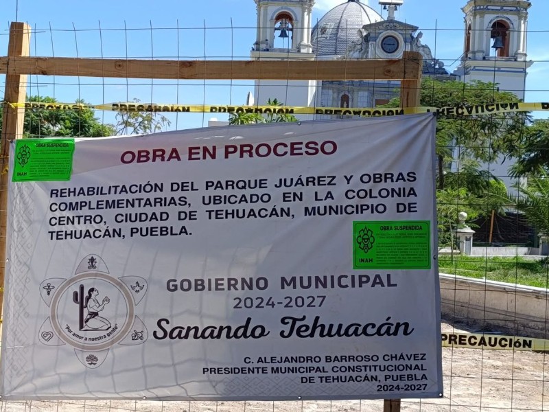 INAH suspende obra de remodelación del parque Juárez