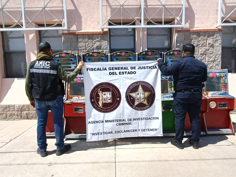 Incautan máquinas tragamonedas en comercio de Hermosillo