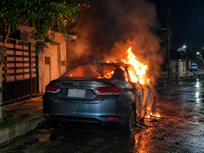 Incendian vehículo con una bomba molotov en Manzanillo