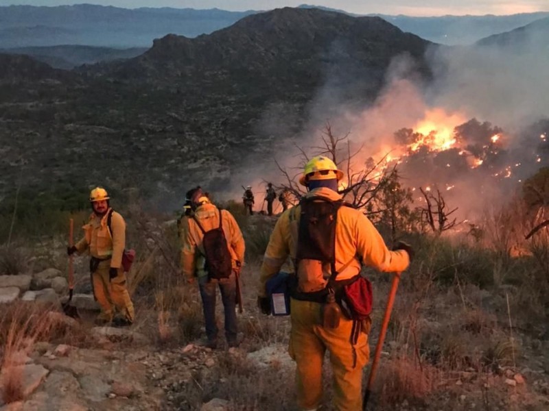 Incendio en Imuris, con mas de 100 personas, sigue encendido