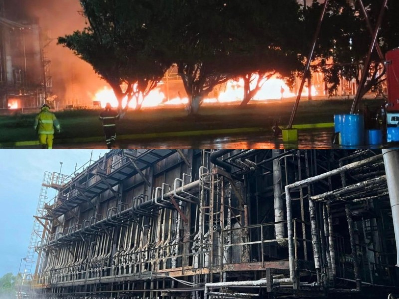 Incendio en refinería de Salina Cruz moviliza a brigadas