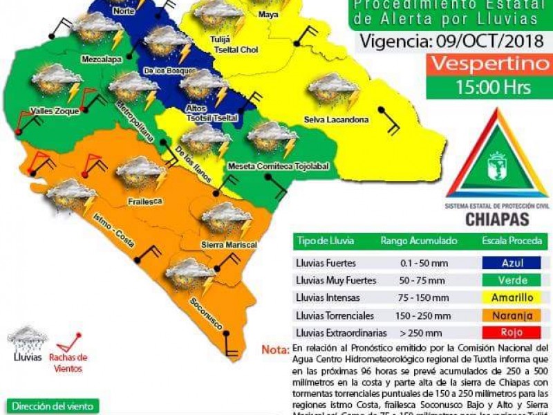 Incrementa de amarilla a naranja alerta por lluvias.