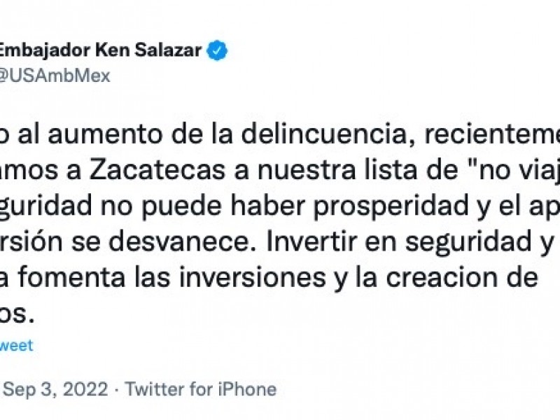 Incrementa EEUU lista de advertencia para no viajar a México