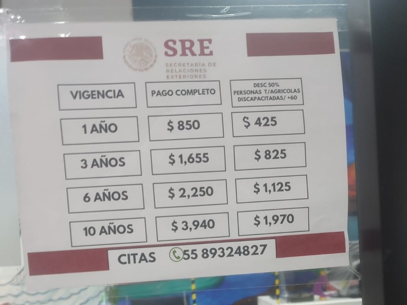 Incrementa el costo de pasaportes en Tuxpan