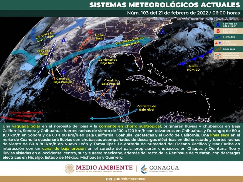 Incrementa probabilidad de lluvias y alza de temperaturas