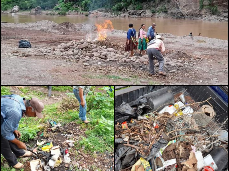 Indígenas de Del Nayar realizan #BasuraChallengue para limpiar Río