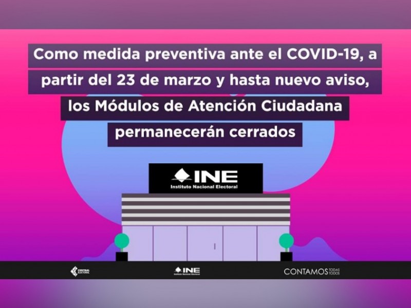 Ine cierre temporalmente módulos de atención por Covid-19