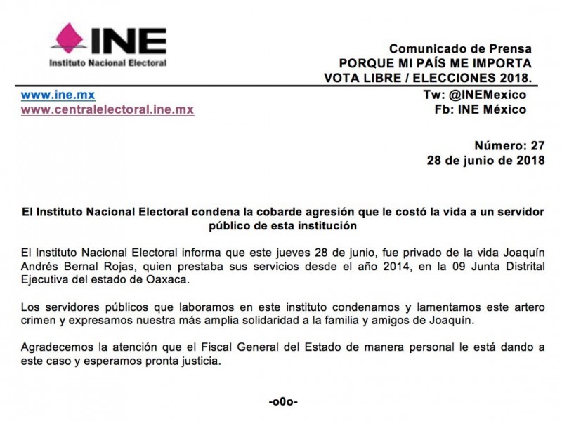 INE condena ataque a servidor en Pinotepa Nacional