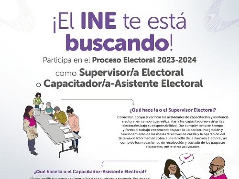 INE contratará capacitadores y supervisores electorales