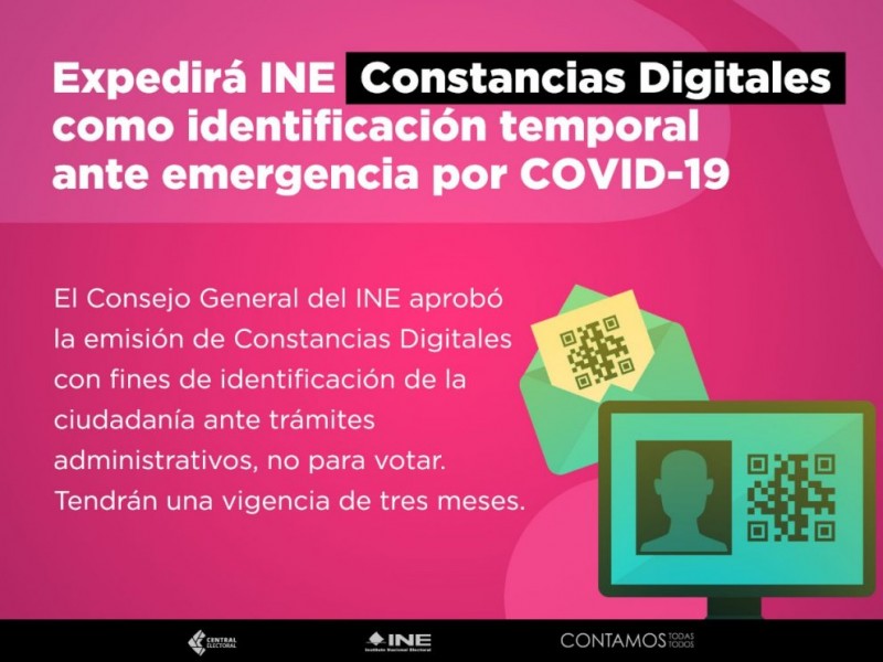 INE da constancias digitales, al no tramitar credencial de elector