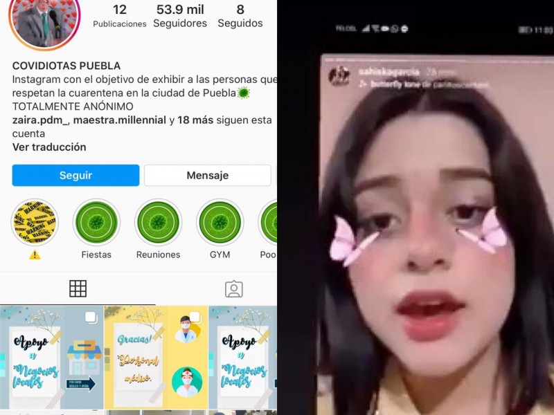 Influencer poblana estalla por ser exhibida en covidiotas Puebla